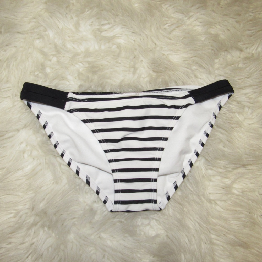 Black and white striped bikini bottoms